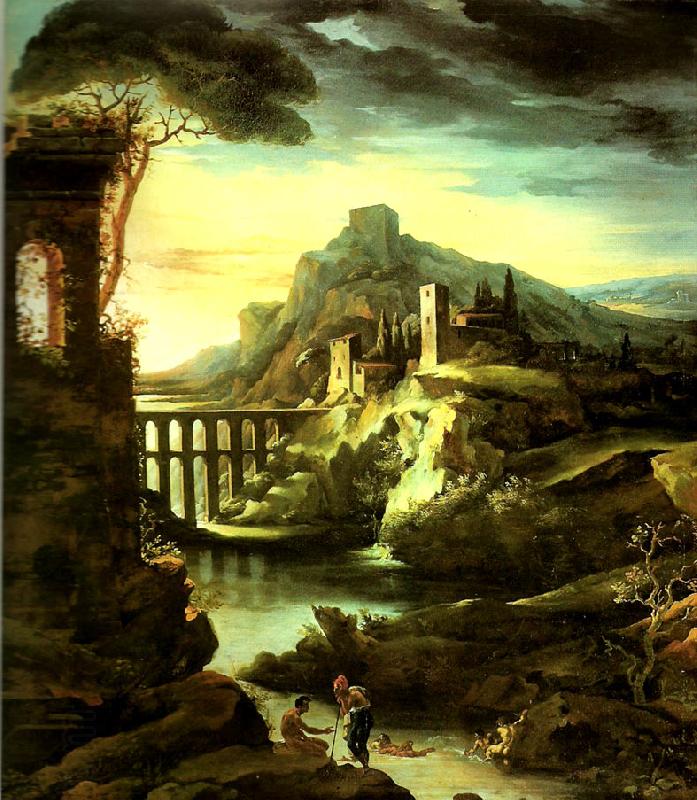 charles billoin paysage a l'aqueduc dit le soir oil painting picture